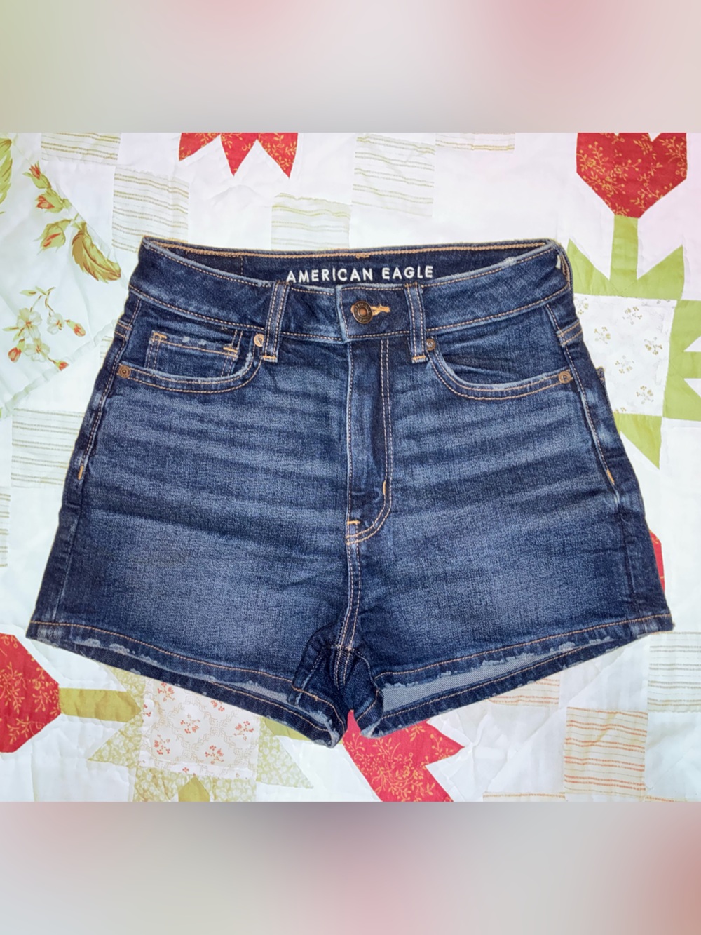American Eagle Outfitters High-Rise Dark Blue Denim Shorts